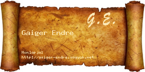 Gaiger Endre névjegykártya